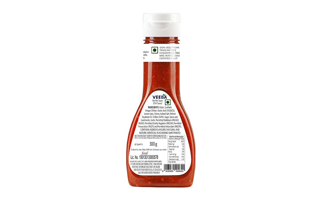 Veeba Peri Peri Sauce    Plastic Bottle  300 grams